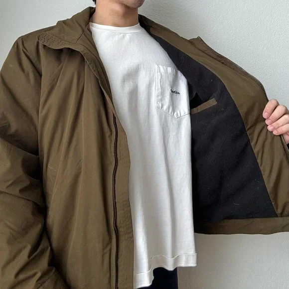 Vintage 2000s Polo Ralph Lauren Logo Embroidered Men's Olive Brown Puffer Jacket - Picture 4 of 7